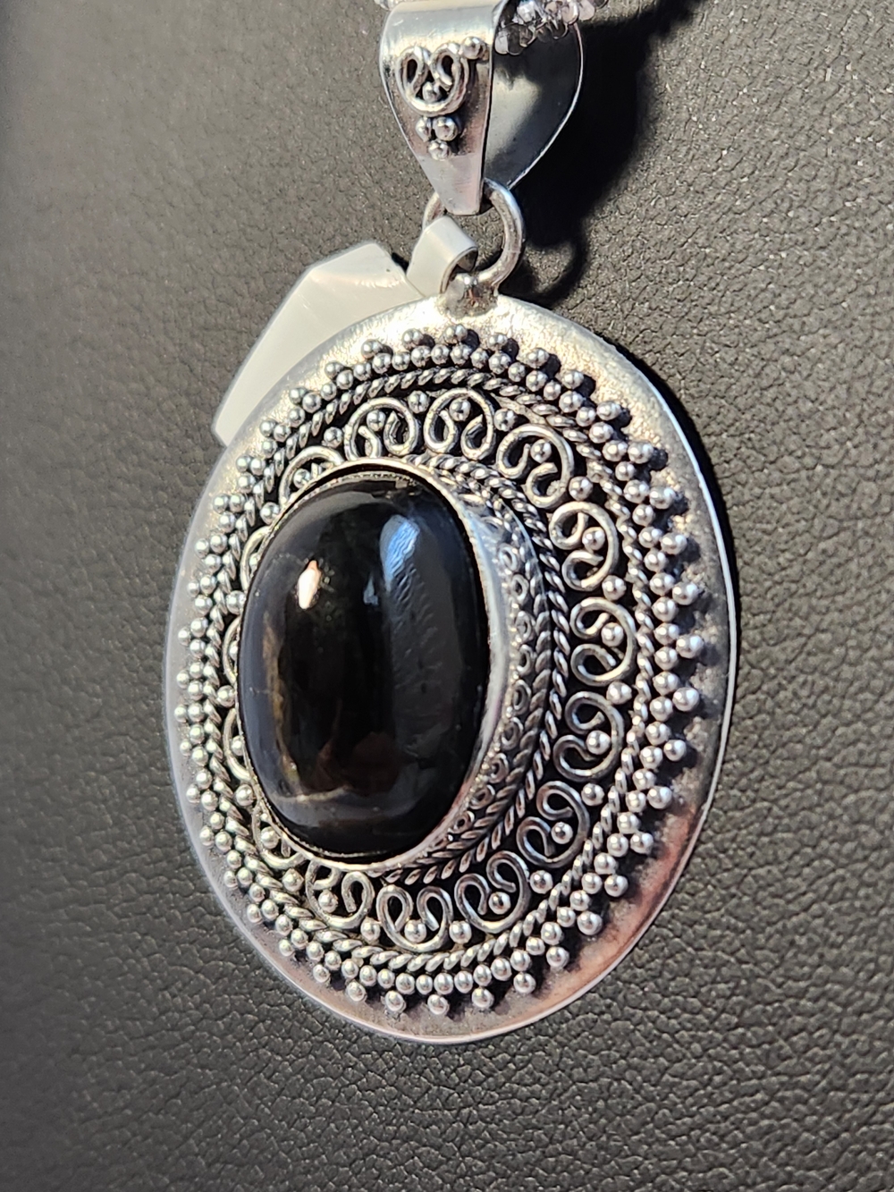 Devious! VID! Natural Black Star Diopside Bali Pendant W/ D Cut 925 Italy 20" - Picture 14 of 14